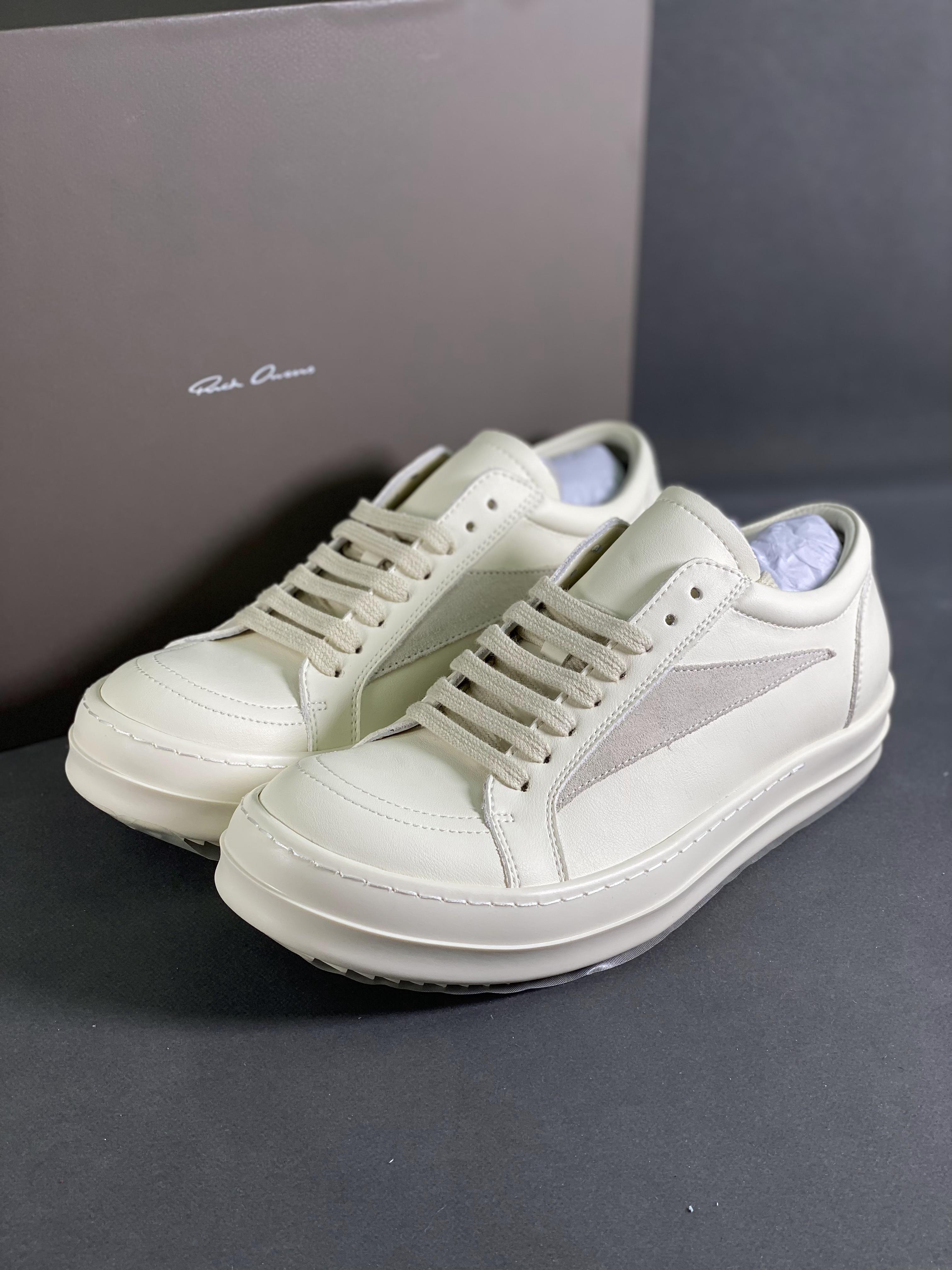Rick Owens FW23 LUXOR Rick Owens new leather color off-white sneakers Item number: RU01D3897 Size: 36-46 (with half size) Original factory The best batch in the world, retro and good-looking 9